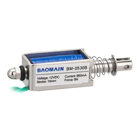 12V DC Solenoid Electromagnet BM0530B Open Frame Push Pull Actuator 5N Force With 10mm Stroke 950mA Draw Built For No Frills