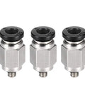 Straight Pneumatic Push To Connect Fittings M3 Male To 4mm Tube OD Silver Tone 3 Pack Quick Disconnect Pneumatic Tubing Connectors