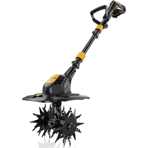 Beefed Up Cordless Tiller Cultivator For DeWalt 20V Max Batteries, 9 Inch Tilling Width And 7 Inch Depth, 360 RPM Rototiller