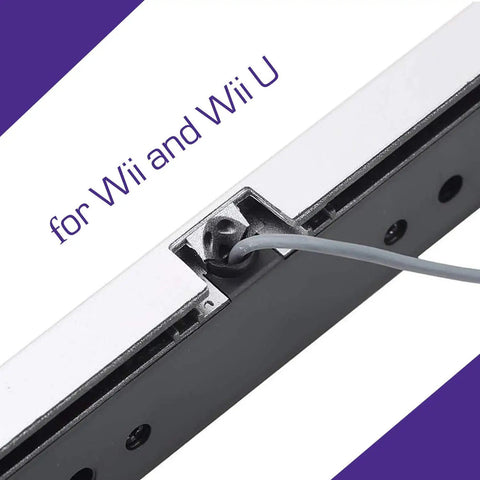 Close-up of USB Sensor Bar for Nintendo Wii and Wii U, Replacement Wired Infrared Ray Sensor Bar, Plug and Play USB Powered with connector detail.