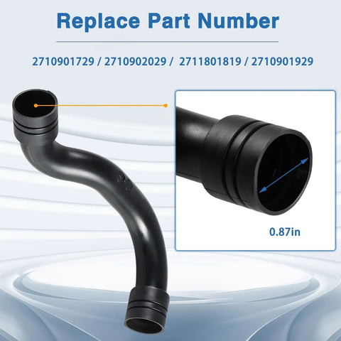 Durable High Temp Turbocharger Air Intake Hose Replacement for Mercedes-Benz OE-like design, part number 2710901729 detail view.