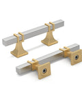12 Pack Two Tone Cabinet Pulls With 3 Inch Hole Centers Brushed Nickel And Gold Zinc Alloy Square Tube Handles