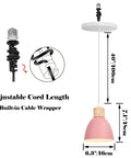 Kiven Instant Light Conversion Kit for 4/5/6inch Hole,Metal Farmhouse Lighting with adjustable cord, 6.3"/16cm diameter, pink shade.