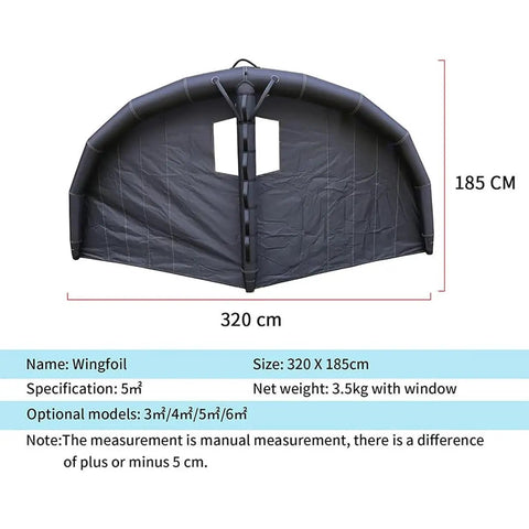 Black Dope Inflatable Wing Foil Kite For Wing Foiling And Kitesurfing Handheld Surf Wing With Window Design Lightweight Polyester Build