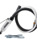 Shop Ready 1 4 Inch Pneumatic Angle Grinder with air hose and tool attachment for auto mechanics and hobbyists.