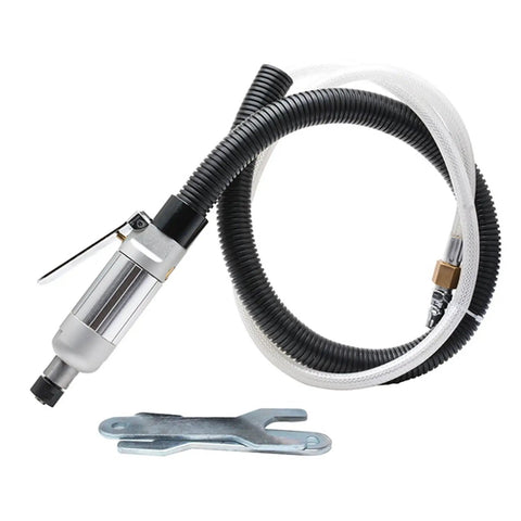 Shop Ready 1 4 Inch Pneumatic Angle Grinder with air hose and tool attachment for auto mechanics and hobbyists.