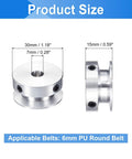 Two Pack Single Groove Pulley Set, 7mm Fixed Bore, 30mm Outer Diameter Aluminum Alloy Belt Pulley For 6mm PU Round Belts, Includes Hex Wrench, Durable Precision Gear For DIY Projects, 30mm x 15mm side view