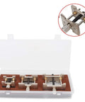 3 Piece Watch Repair Tool Set With Plastic Movement Holder in plastic case, showing metal holders for adjusting movements