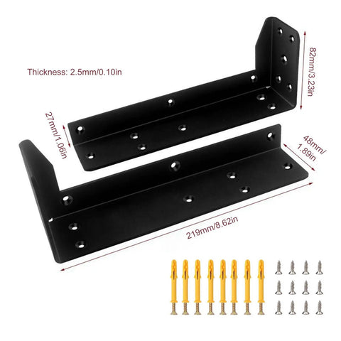 Heavy Duty Metal Shelf Brackets For Wall Mounting, 90 degree iron and steel L brackets with screws and anchors