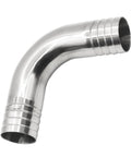 Stainless steel 90-degree hose elbow with 1-1/4in barbed ends, SS304