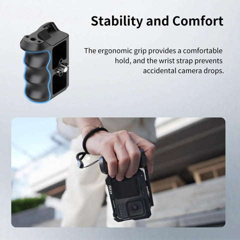 Street Snap Grip Kit For GoPro Hero 13 12 11 10 9 Black With Metal Cage And Ergonomic Handle, Anti Slip Wrist Strap, TGP03B