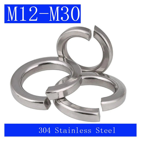 Stainless Steel Lock Washers Assortment M14 To M30 In 304 Grade, Split Spring Washers For Auto, Machinery And Home Projects, Heavy Duty With M27 Three Pack, Easy Install No Tools Needed, 304 stainless split lock washers M12-M30