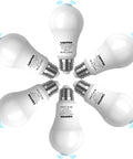 Motion Sensor Light Bulb 6 Pack, Dusk To Dawn Indoor Security Lamp, 13W Equivalent To 100W, 1000 Lumens, E26 Base, 6000K Daylight, PIR Infrared Motion Detection, Easy Plug And Play, Bright White Lighting, six white bulbs