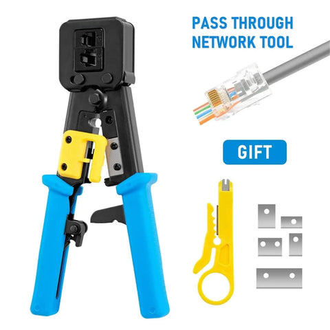 Pass Through RJ45 Crimp Tool For DIY Network Cabling 8P8C Pliers And Cable Stripper RJ12 Cat5 Cat6 Multi Function Pressing Clamp