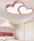 Heart Shaped LED Ceiling Light For Bedroom With Remote installed, 35W energy saving acrylic lamp, pink cartoon kids room decor
