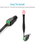 Rock Solid 5.5Mm X 2.1Mm Dc Power Connectors with thick copper cores showing screw terminal design for tool-free installation.