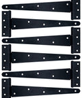 Heavy Duty T Strap Shed Gate Hinge Set For Indoor Outdoor Doors And Barn Gates 6 And 12 Inch Iron Black Finish With Chrome Plated Zinc
