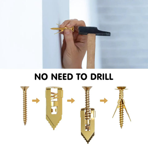 Heavy Duty Drywall Anchors And Screws Kit No Drill Needed DIY Friendly 180 Piece Self Drilling Set with 90 Anchors And 90 Zinc Plated Screws