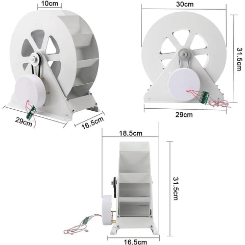 Low Flow High Torque Hydroelectric Turbine Generator For Remote Power, side view, dimensions shown in centimeters