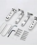 2 Piece Set Adjustable Swivel Zinc Alloy Hidden Door Hinges For Concealed Install with screws and tools, silver finish hardware