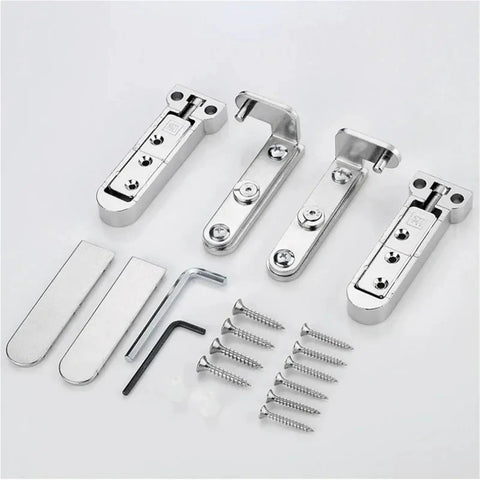 2 Piece Set Adjustable Swivel Zinc Alloy Hidden Door Hinges For Concealed Install with screws and tools, silver finish hardware