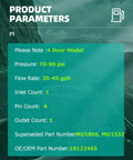 Specifications for the Direct Fit Drop In Replacement Electrical Fuel Pump Module Assembly, including pressure and flow rate.