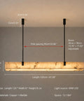 Artpad 47.24-Inch Modern Long Marble Dining Pendant Light, Suspension Lamp with copper frame and adjustable height.