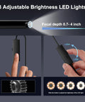 1920P Endoscope Camera With Light Waterproof For iOS And Android 2.0MP Borescope With 7.9mm Probe Flexible Cable, LED brightness control