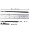 Three Pack Number Two Square Driver Bit Set With Three Lengths Two Inch Four Inch Six Inch For Pocket Hole Jig Systems