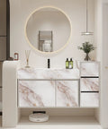 Bathroom vanity with White And Gold Marble Peel And Stick Countertop Wallpaper DIY Friendly Self Adhesive Cover For Kitchen And Bathroom