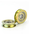 Heavy Duty U Groove Guide Wheel Designed To Keep Your Sliding Gate Rollin Smooth As Glass With Our Tough As Nails Steel V Channel Cable Pulley And Quiet Ball Bearings For Cranes Trolleys, featuring two steel wheels with ball bearings.