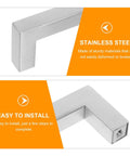 12 Pack Stainless Steel Cabinet Pull Handles For Doors And Drawers With Quick Install Ergonomic Grip Double Holes 128mm Hole Spacing Modern Sleek Silver Hardware For Kitchen Upgrade, L-shaped silver handle close-up