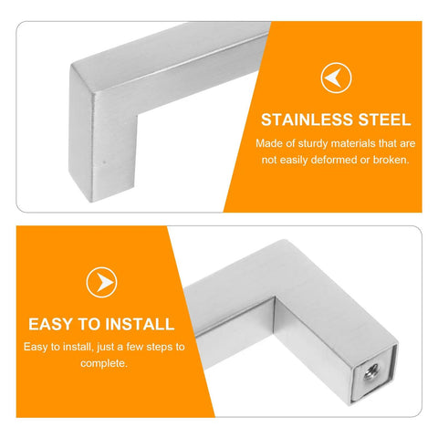 12 Pack Stainless Steel Cabinet Pull Handles For Doors And Drawers With Quick Install Ergonomic Grip Double Holes 128mm Hole Spacing Modern Sleek Silver Hardware For Kitchen Upgrade, L-shaped silver handle close-up