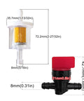 Fuel Line Hose Kit With Inline Fuel Filter And Shut Off Valve dimensions for Lawn Mower And Generator Engines