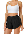 Women's Quick Dry Go-To Track And Running Athletic Shorts For Training With Elastic Waistband Zip Pockets Built In Liner Black Small