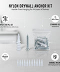 100-Pack M10 Nylon Drywall Anchors With Screws Kit For Hollow Walls displayed on a table with detailed descriptions