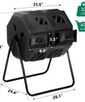 43 Gallon Outdoor Tumbling Compost Bin With Dual Chamber Sliding Doors For Garden And Patio, 360 Degree Rotary Tumbler