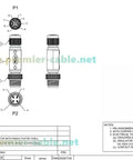 M12 D Code Male To X Code Female Industrial Ethernet Inline Adapter IP67 Waterproof Cat5e Shielded Connector diagram