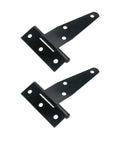Heavy Duty 3 Inch Black T Strap Gate Hinge for Shed Door Barn Yard Hardware Pack of 2 shown on white background