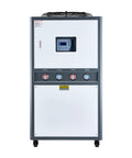 Hardcore Industrial Air Cooled Water Chiller With Dual High Output Compressors And A Massive Fifty Three Gallon Tank, front view.