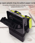 2 Hole Paper Punch With Adjustable 70Mm Or 80Mm Spacing And 6Mm Hole open view with paper scrap tray