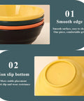 Stacked bowls with smooth edge and non-slip bottom; part of Camping Mess Kit For Four With Plates Bowls Cups Utensils And Carry Bag Food Grade Plastic