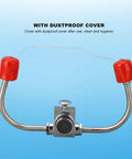 Double Nozzle Eyewash Station Faucet Mounted for Lab Factory and Office Sinks, 304 Stainless Steel Emergency Eye Wash with Red Dust Covers