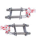 Stainless Steel Boat Eye Bolt For Stern And Bow Three Eighths Inch Diameter Four And A Half Inch Long Beefy And Heavy Duty Marine Tie Down U Bolt Screw With Safe Load Up To 3500 Lbs securing rope.