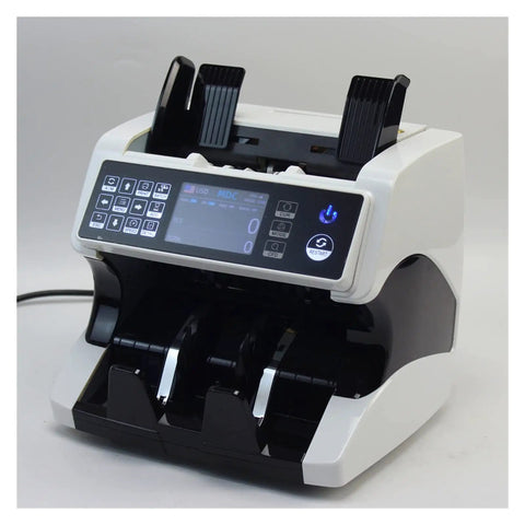Slick Hassle Free Touch Screen Money Counter Machine With Mixed Value Detection And Built In Display Printer for easy bill sorting.