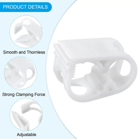 Close-up of Five Pack Plastic Tubing Clamps 1 Quarter To 1 Half Inch Adjustable Hose Clamp with smooth and adjustable features.