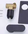 Wall Mount Manual Shower Valve Kit With Ceramic Cartridge Single Lever Shower Mixer Pressure Balance Rough In Valve Body Matte Black Trim And Handle Easy Hot And Cold Water Control with brass valve, matte black components, and installation tools