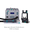 Hot Air Rework Station With Digital Temperature Control And Thermal Blower, components including nozzle, bracket, handle and manual