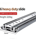 Side Mount Ball Bearing Drawer Rails 1 Pair 12-40 Inch Full Extension Sliding 3 Fold Heavy Duty slide with dimensions.