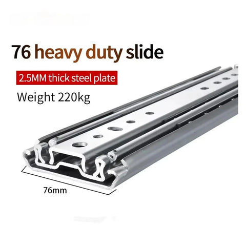 Side Mount Ball Bearing Drawer Rails 1 Pair 12-40 Inch Full Extension Sliding 3 Fold Heavy Duty slide with dimensions.